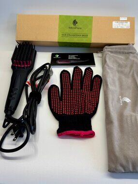 MiroPure 2-in-1 Ceramic Ionic Hair Straightener Brush *NEW IN BOX*